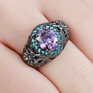 Black Gold Filled Amethyst Ring Size 6